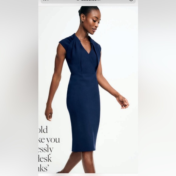 The Fold London Alura Dress in navy stretch size 12 (uk 16) - Picture 1 of 5